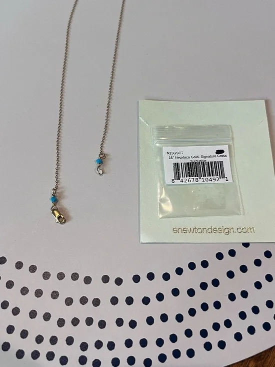 enewton 16” Gold Signature Cross Turquoise Necklace - Picture 3 of 3